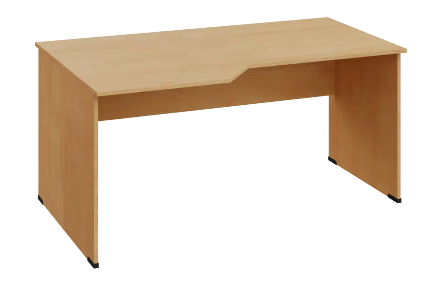 EZL 28 - 166 stůl kancelářský, rohový, levý, dřevěná podnož, deska 25 mm, široký 1600 mm, javor horský